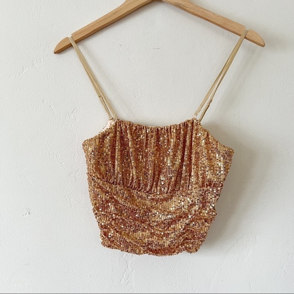 NWT Free People Sequin Crop Top - Picture 2 of 6